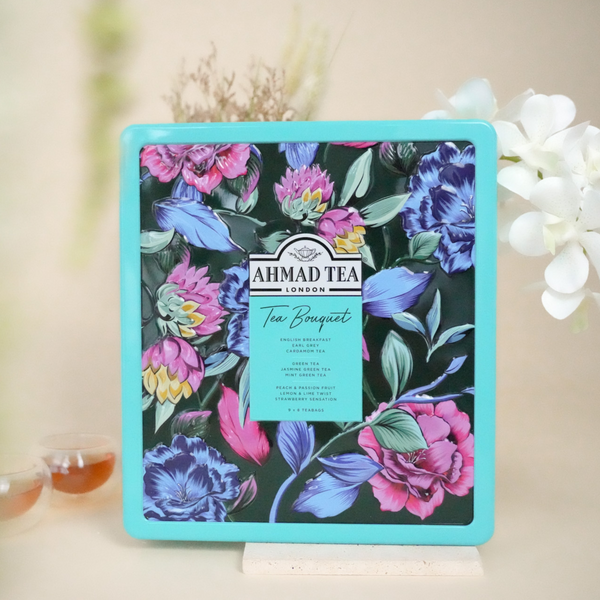 Floral Bouquet Tea Caddy (Blue) AHMAD TEA USA