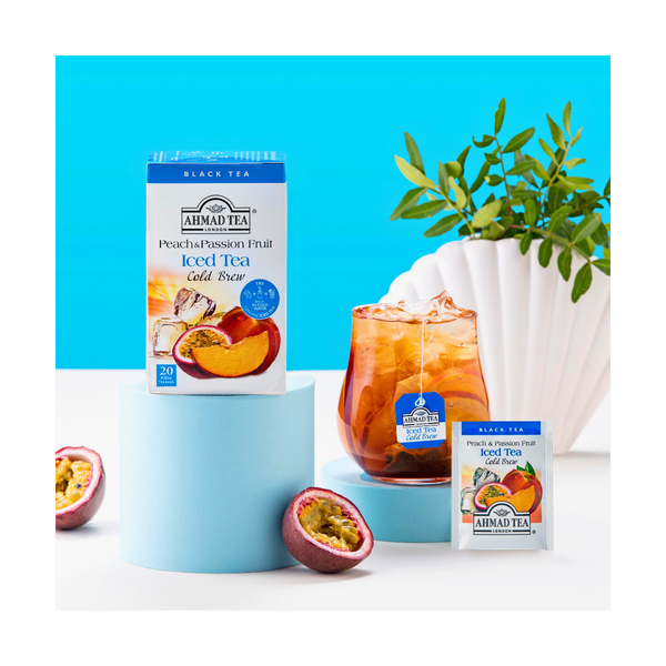 Peach & Passion Fruit Black Cold Brew Iced Tea Bags | AHMAD TEA USA