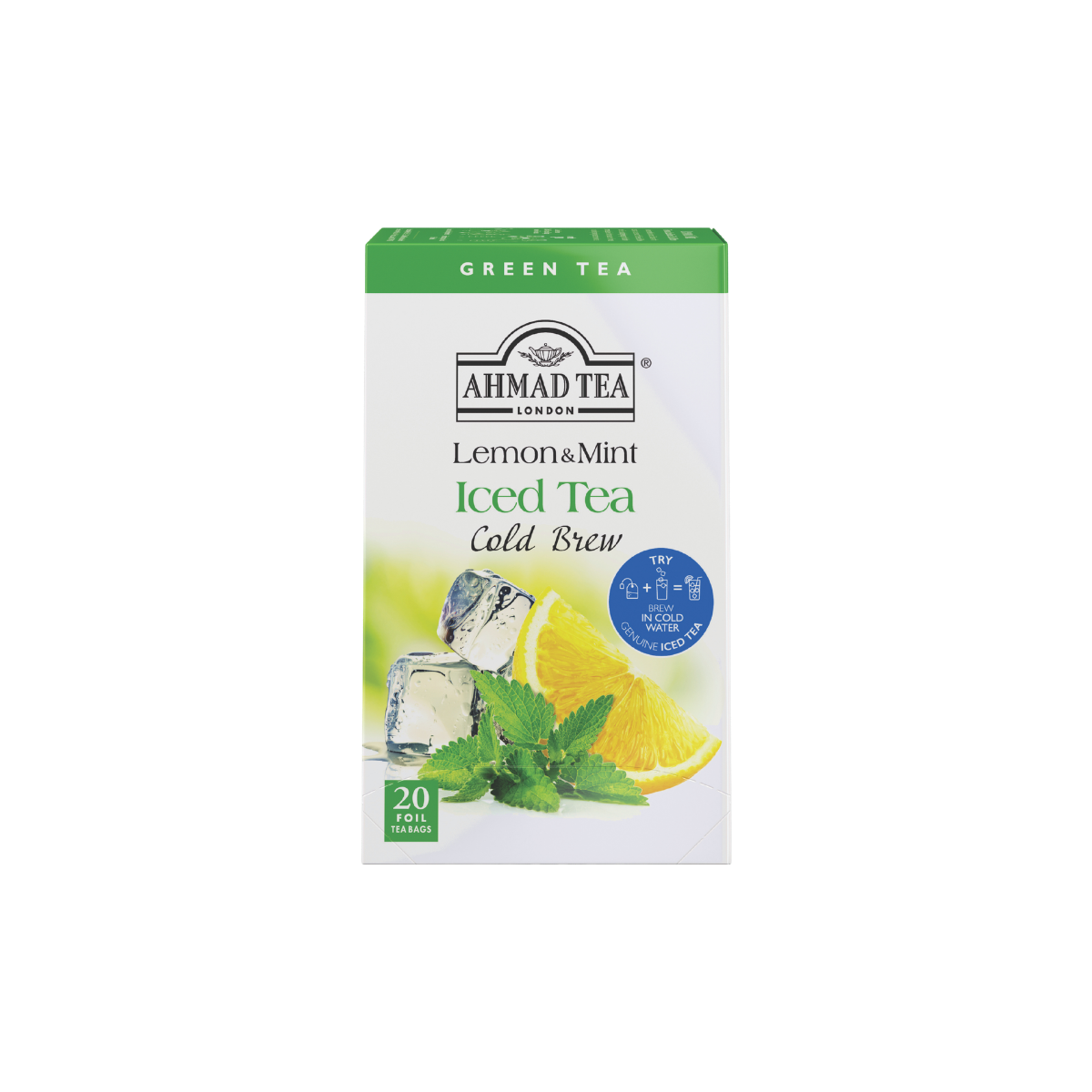 Lemon & Mint Green Cold Brew Iced Tea Bags | AHMAD TEA USA