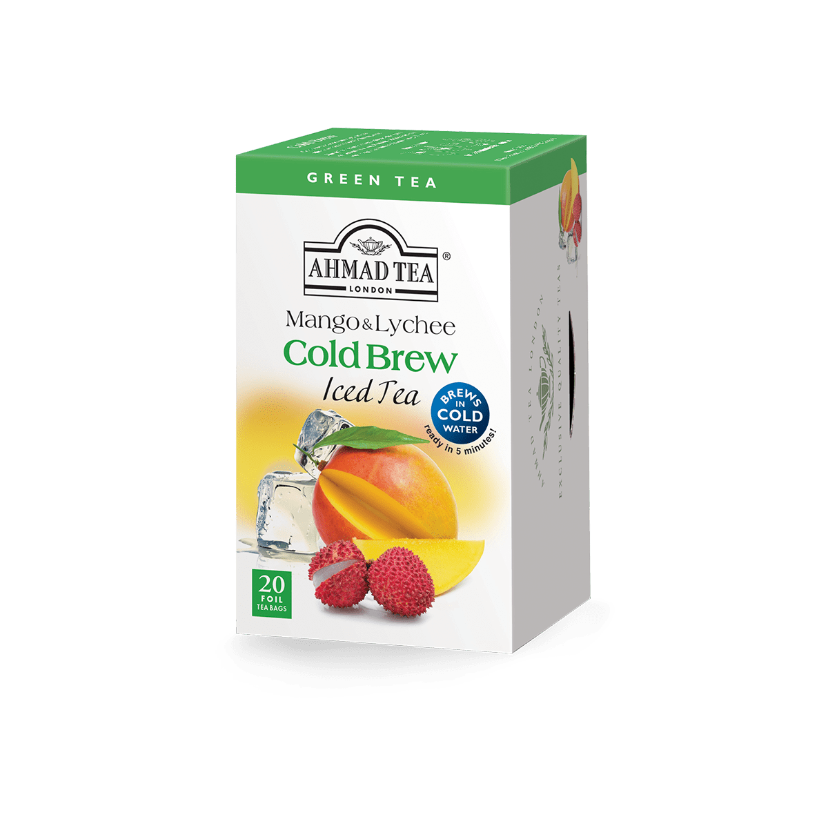 専用　sesamebean&lycheeberry Mango & Lychee Green Cold Brew Iced Tea Bags | AHMAD TEA USA