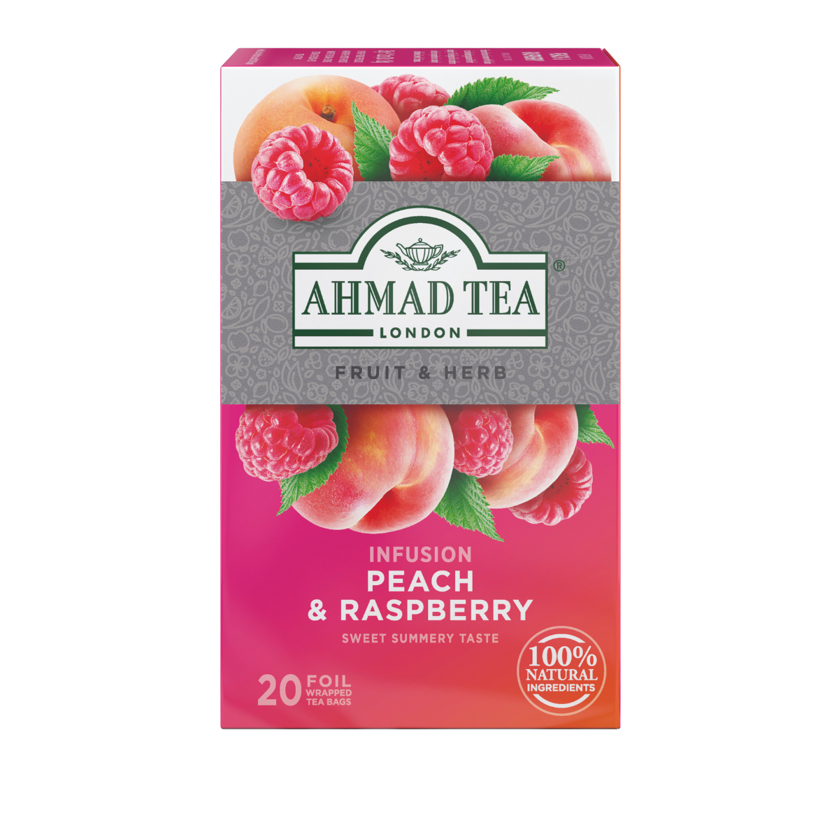Peach & Raspberry Herbal Tea Bags | AHMAD TEA USA